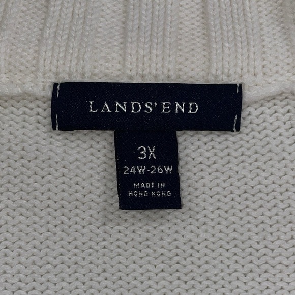 NWOT Lands' End 100% Cotton Textured & Cable Knit Full Zip Ivory Sweater 3X - Picture 6 of 7